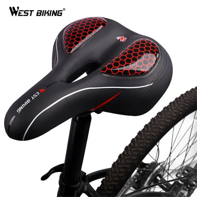 

WEST BIKING Breathable Bike Saddle Big Butt Cycling Cushion Silicone Thickening Mountain Bicycle Shock Absorbing Hollow Seat