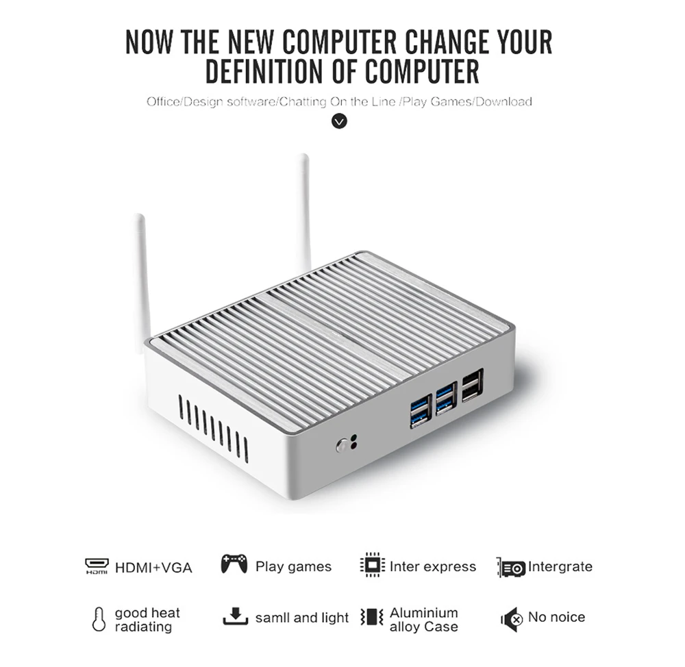 Topton безвентиляторный мини ПК Nuc Intel i7 i5 7200U i3 7100U DDR3L память Windows 10 Linux настольный компьютер 4K HTPC HDMI VGA 300M WiFi