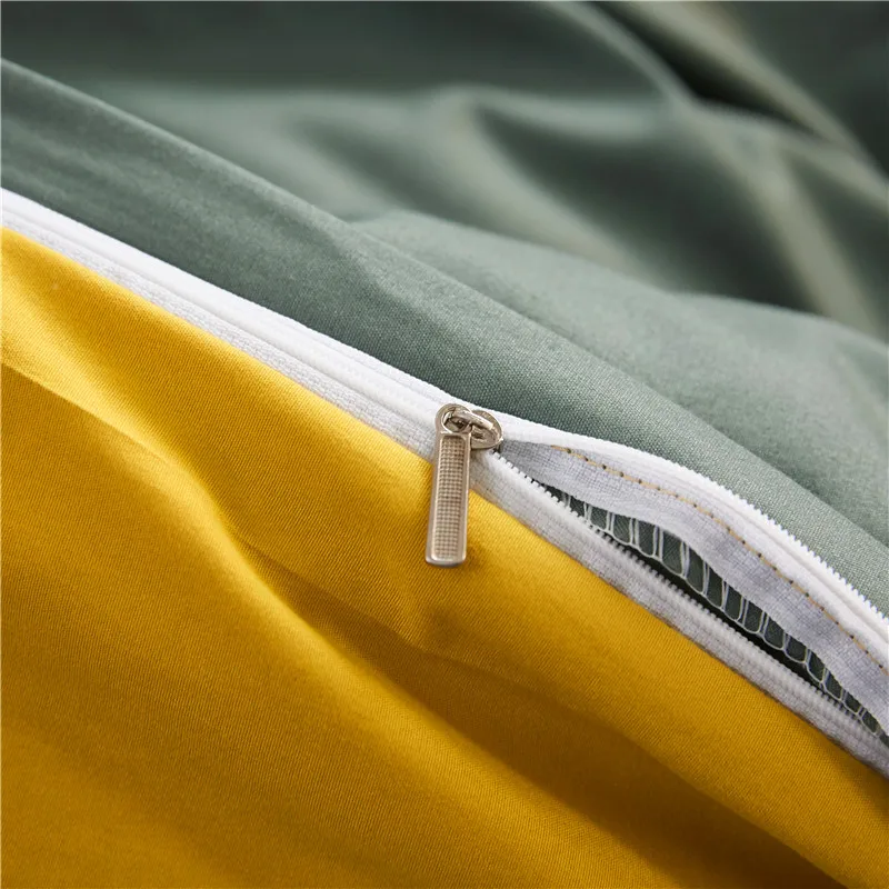 

SlowDream Green Bedding Set Yellow Flat Sheet Or Fitted Sheet With Elastic Band Home Decor Pillowcase Nordic Corners Bedclothes