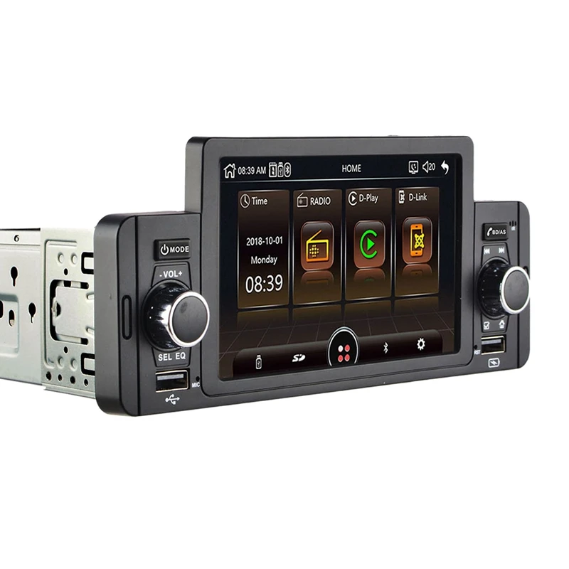 

Автомагнитола 1 Din, стерео, 5-дюймовый мультимедийный сенсорный экран IPS, MP5-плеер с кнопкой, двойным USB, Bluetooth, Mirror Link