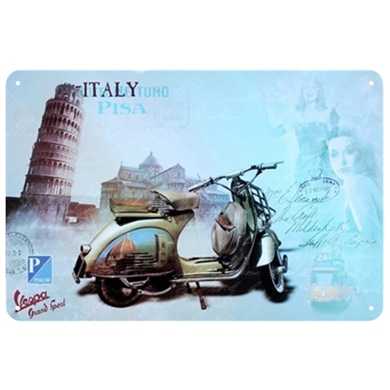 Vespa табличка металлическая винтажная жестяная вывеска Pin Up потертый шик Декор винтажные металлические знаки украшение бара металлический плакат для паба металлическая пластина