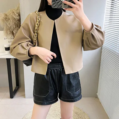 2021 Women  New Fashion Genuine Real Sheep Leather Jacket G10