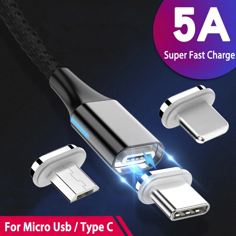 5A Магнитный кабель быстрой зарядки Usb Type C Microusb зарядный для Samsung Galaxy A52 A71 M31s S20 Note20