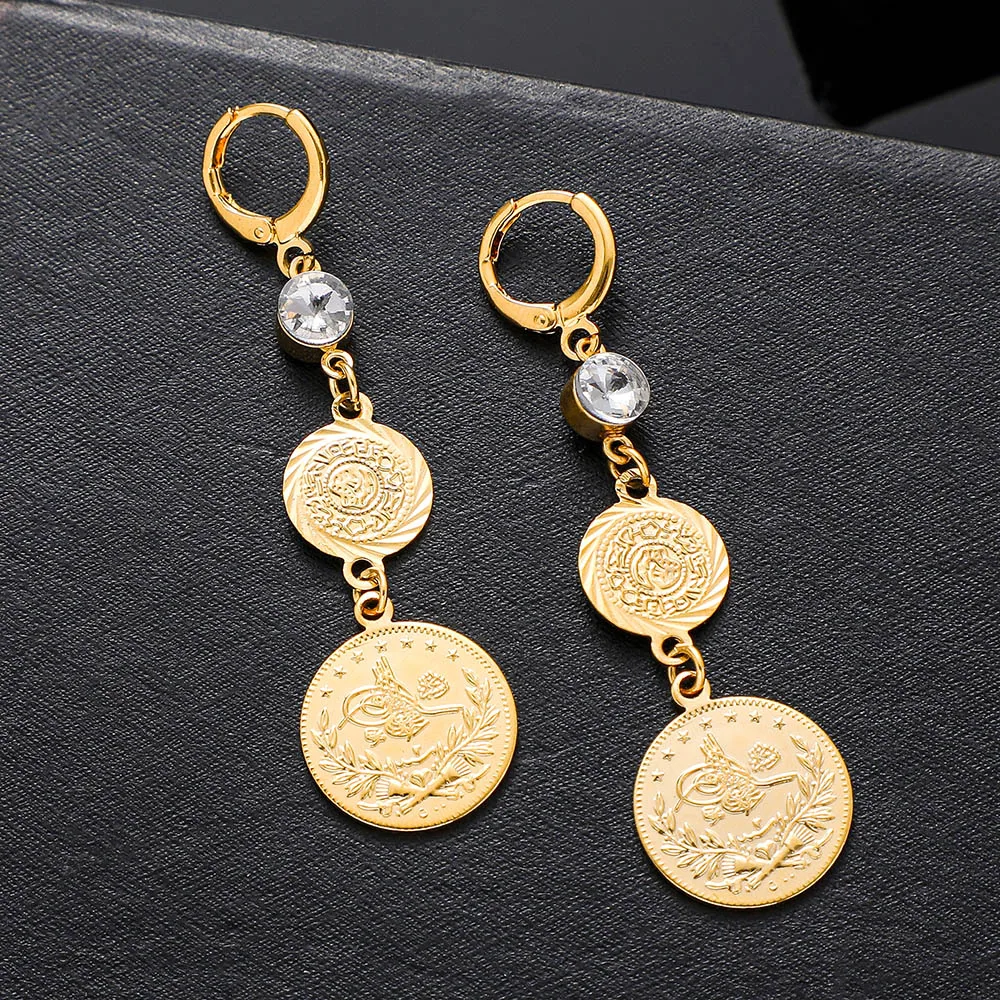 Серьги-подвески для женщин/девочек золото Мусульманский Исламский Аллах серьги