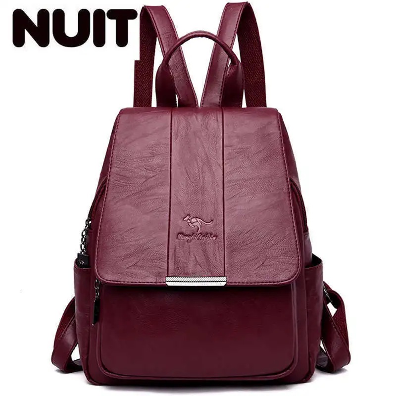 Woman High capacity travel Backpack Lady leather Backpack Fashion Female student Bag Sac a Dos School waterproof Shoulder Bags