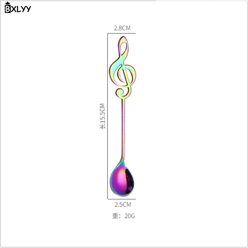 BXLYY креативная ложка для размешивания кофе музыкальный символ Кухня из нержавеющей стали десертная ложка гаджеты рождественские украшения стол. 7z - Цвет: Colorful