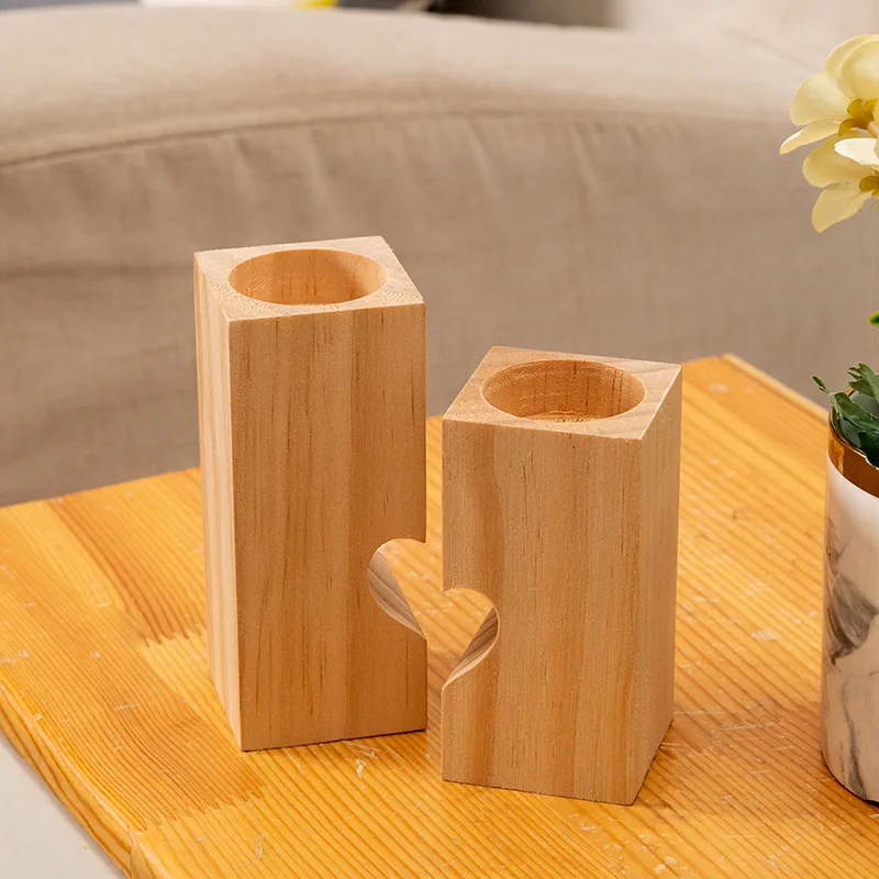 1pair Wood Candle Holders Stand Tealight Candlestick Ornaments Home Table Dinner Decor Christmas Gifts | Дом и сад