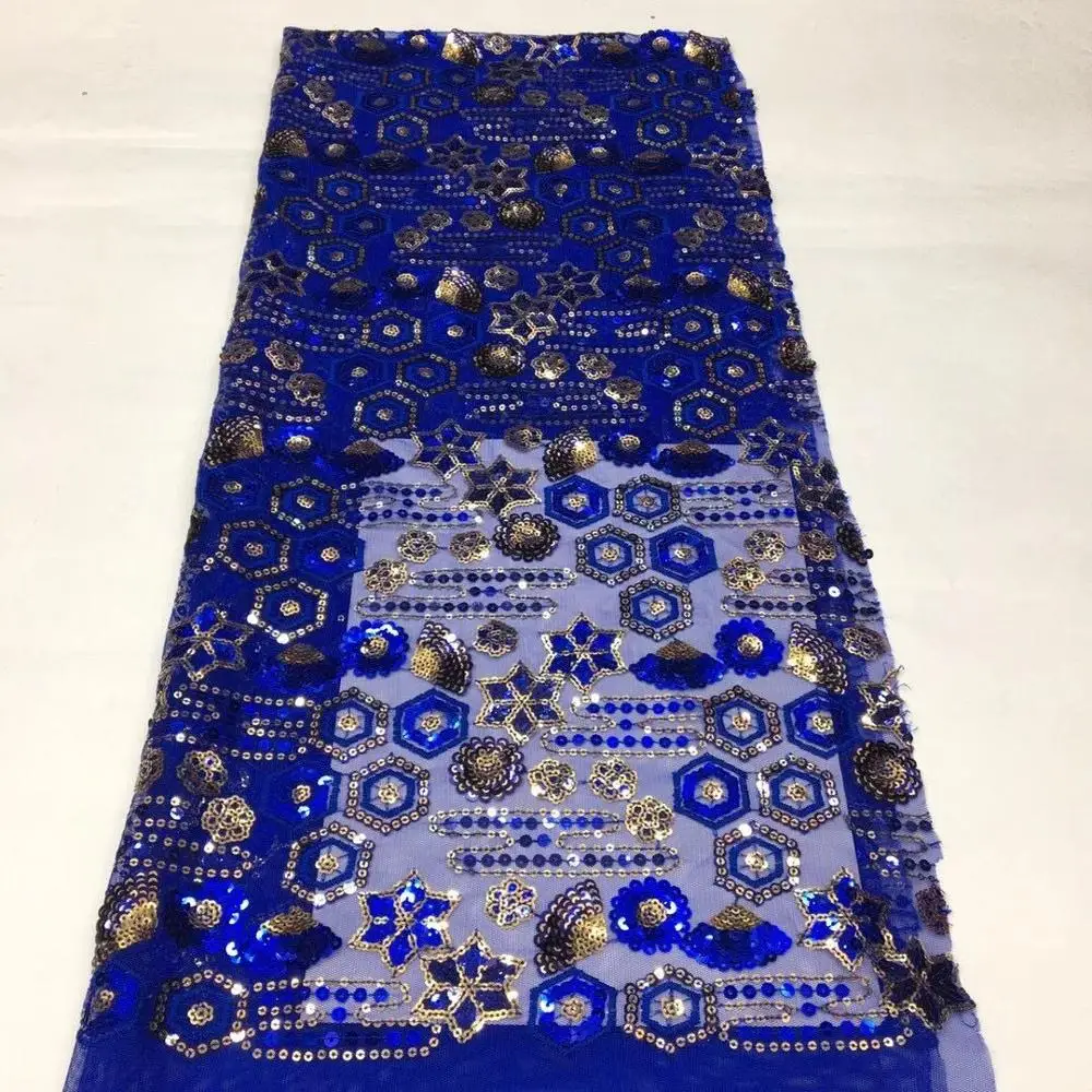 Африканская французская сетчатая кружевная ткань с блестками Sequence 2020