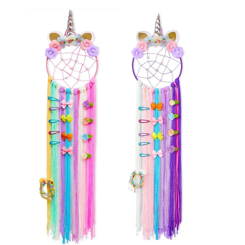 New Long Unicorn Decor Dream Catcher Colorful Mesh Cloth Belt Pendant Home Wall Hanging Christams Gift Girl Room Decoration