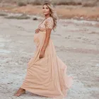 Женское однотонное платье для беременных с коротким рукавом и блестками для фотосессии