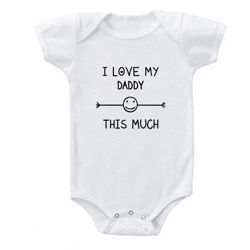 I Love My Daddy/детские комбинезоны; хлопковая одежда с короткими рукавами для младенцев; Детский комбинезон с принтом «папа»; Одежда для маленьких мальчиков и девочек