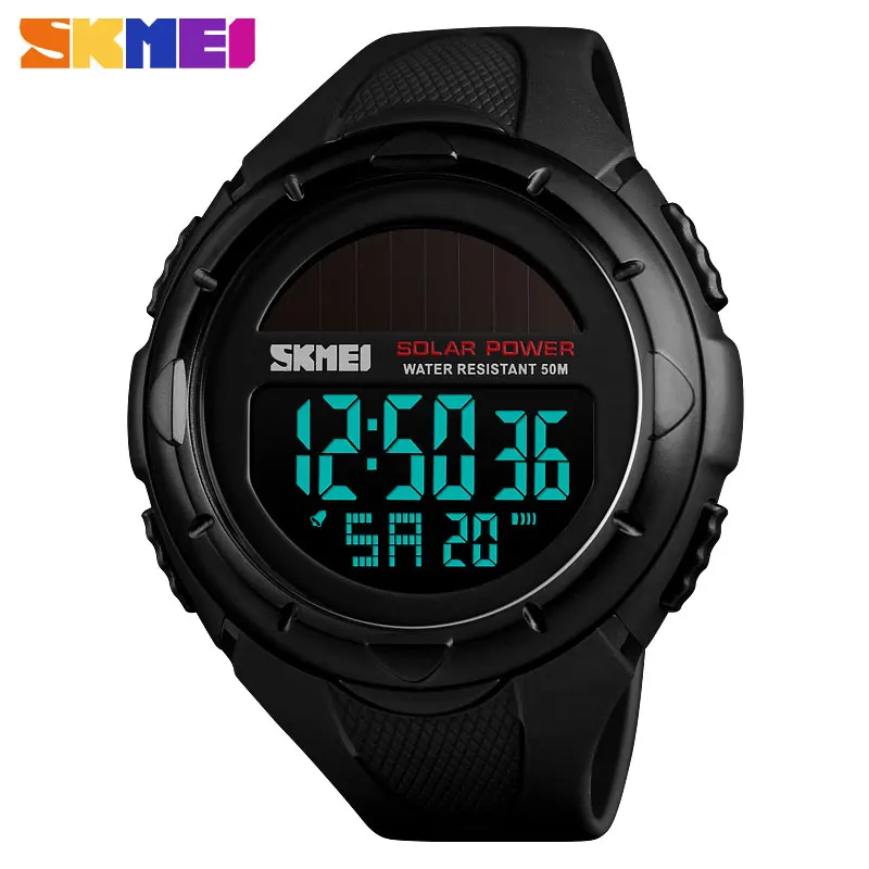 

SKMEI Solar Outdoor Sports Watch Men's Luminous 12/24 Hours Digital Watch Chrono 50M Waterproof Watch Relogio Masculino 1405