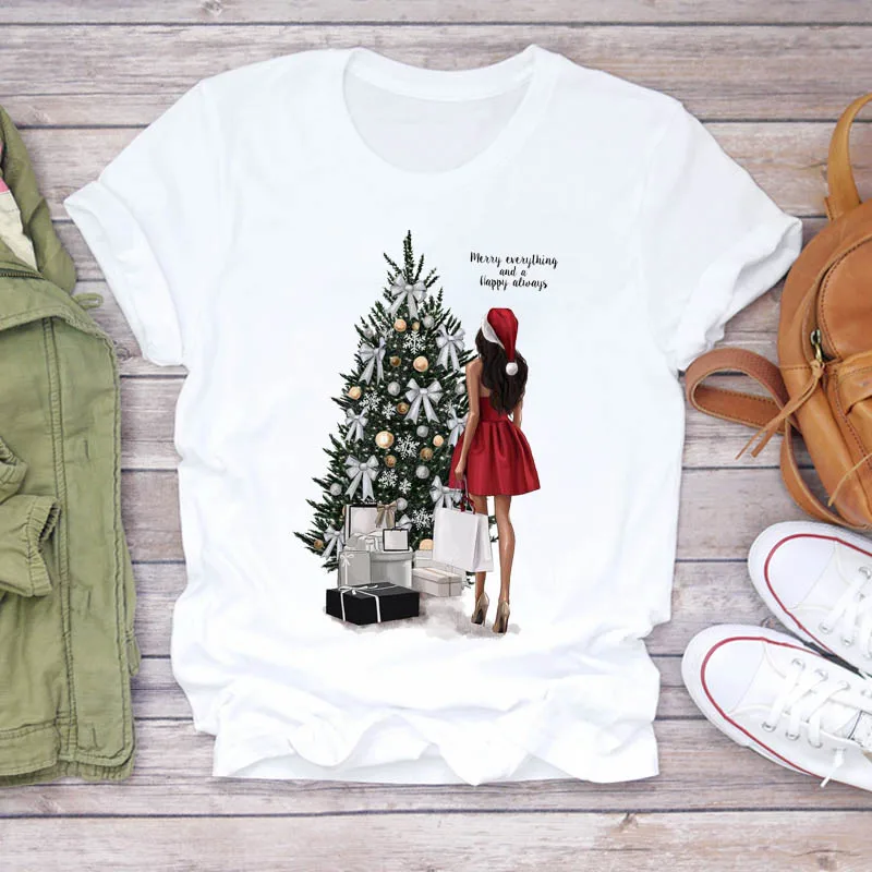 

Women T-Shirt 2022 New Year Trend Merry Christmas Clothes Female T-shirts Top Ladies T Shirt Ladies Graphic Tee Lady Clothing