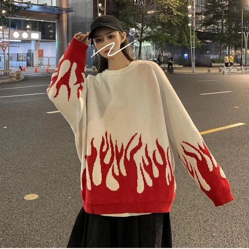 Женский жаккардовый свитер свободный с круглым вырезом подходящий к цвету