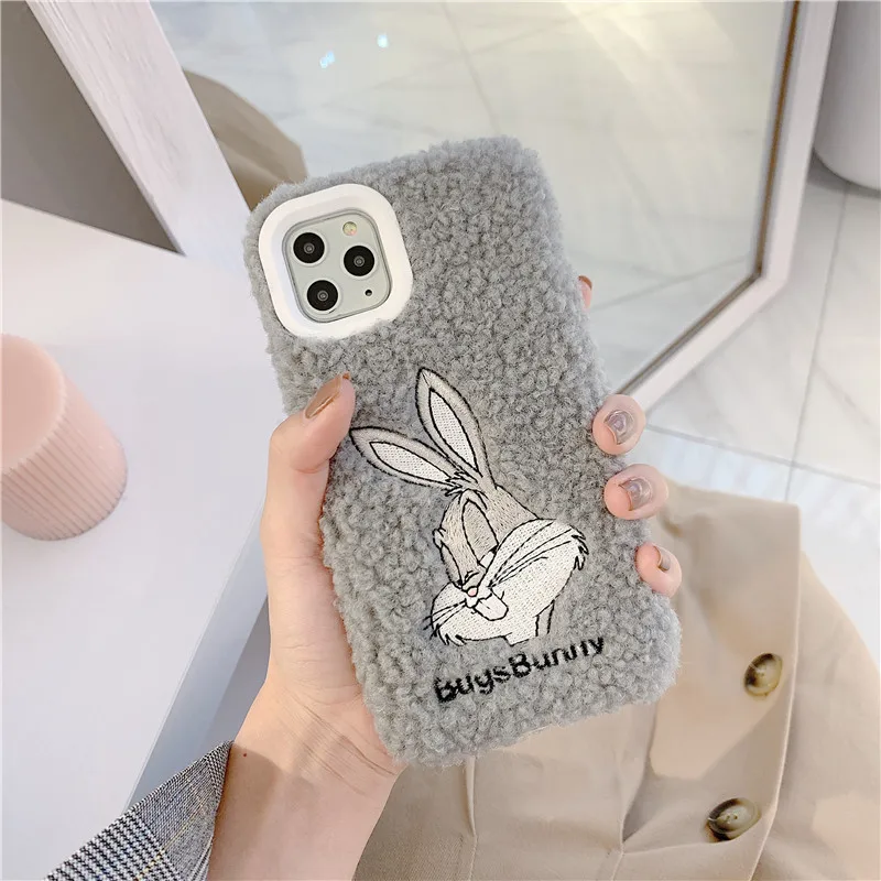 Чехол для телефона из меха Тома и Джерри для iPhone 11 Pro Max XR X XS 7 8 Plus 6 6 S теплый милый мягкий плюшевый чехол-накладка с мультяшным котом и Мышкой