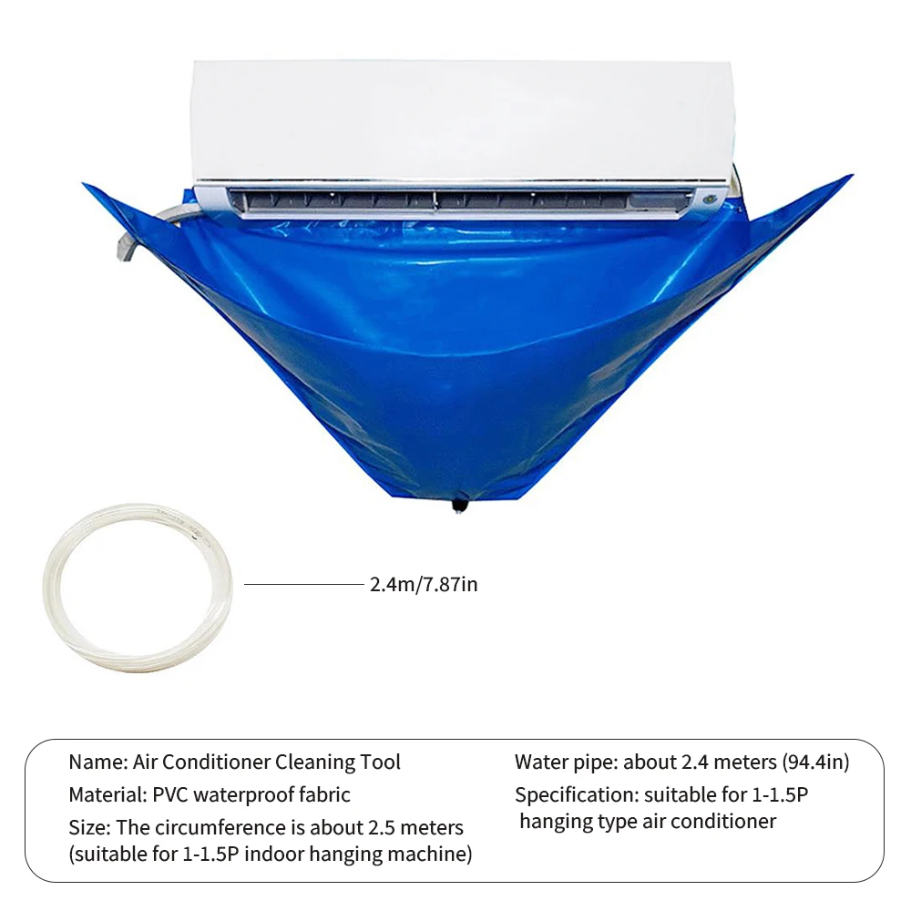 

Air Conditioner Cleaning Cover Waterproof Dust Protection Cleaning Cover Bag Washing Bag Below With Water Hose Cleaning Tool
