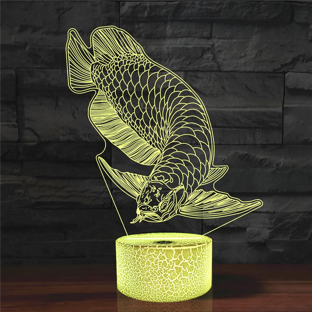 Светодиодный ночсветильник Arowana с 7 цветсветильник 3d лампа для украшения дома