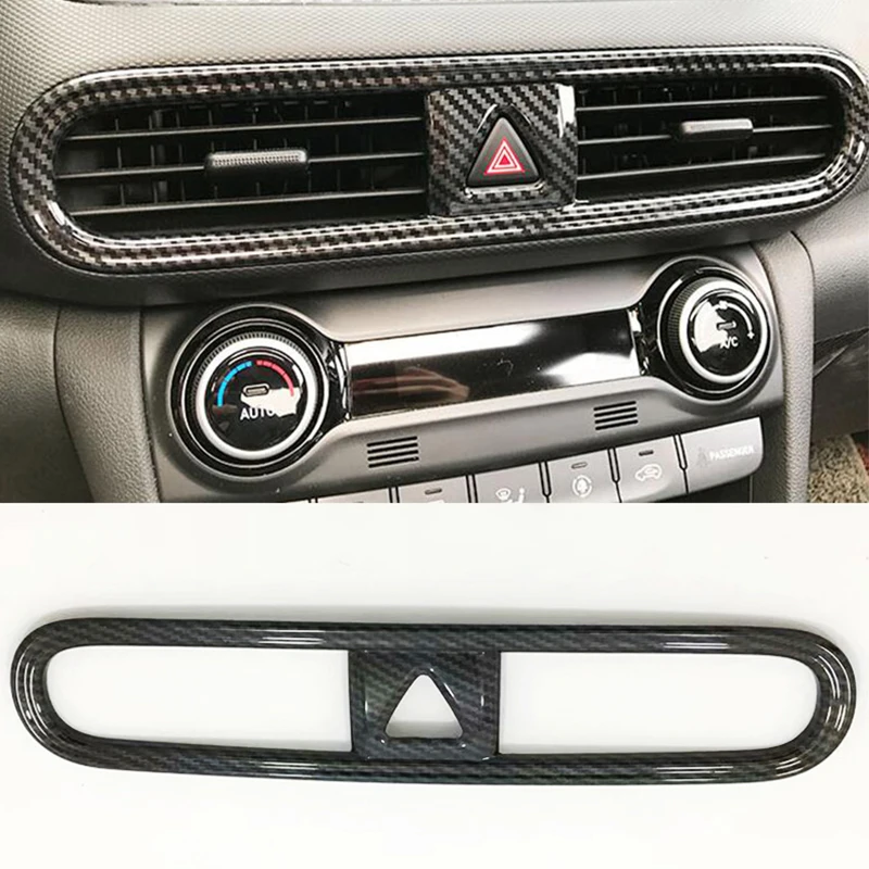 

For Hyundai Kona Encino 2018 2019 Accessories ABS Matte/Carbon fiber Car middle air outlet Decoration Cover Trim Car Styling
