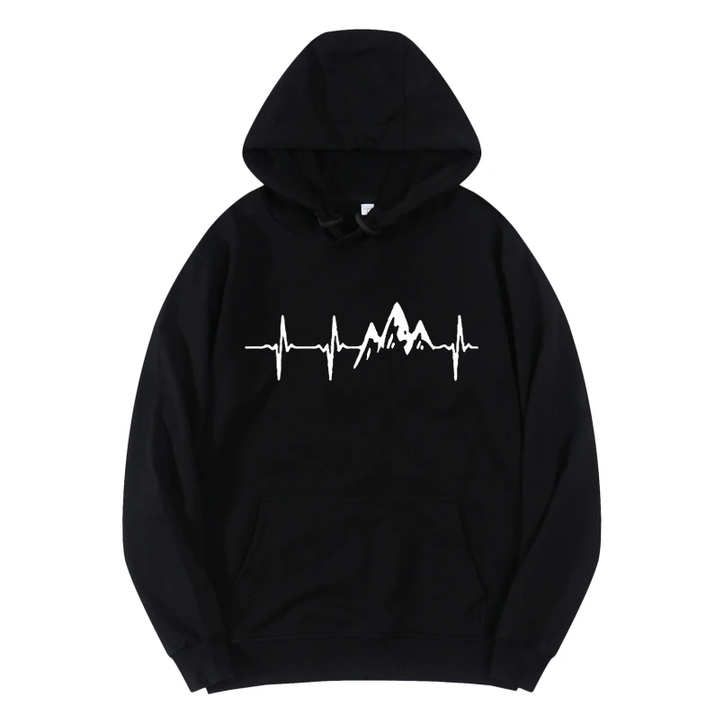 

The mountain Heartbeat Graphic Men Hoodies Women Streetwear Autumn Spring Hip Hop Unisex Hoodie Pullover Men's hoody Sweatshirt