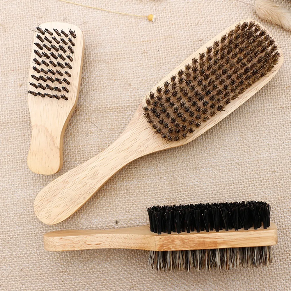 Beard Brush Pig Mane Double Sided Wooden Handle Styling Care Clean Trim Shaving Tool | Красота и здоровье