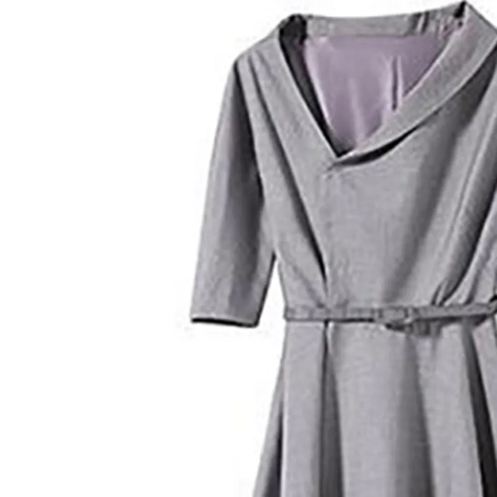 Женское платье винтажные элегантные платья однотонные с рукавом три четверти