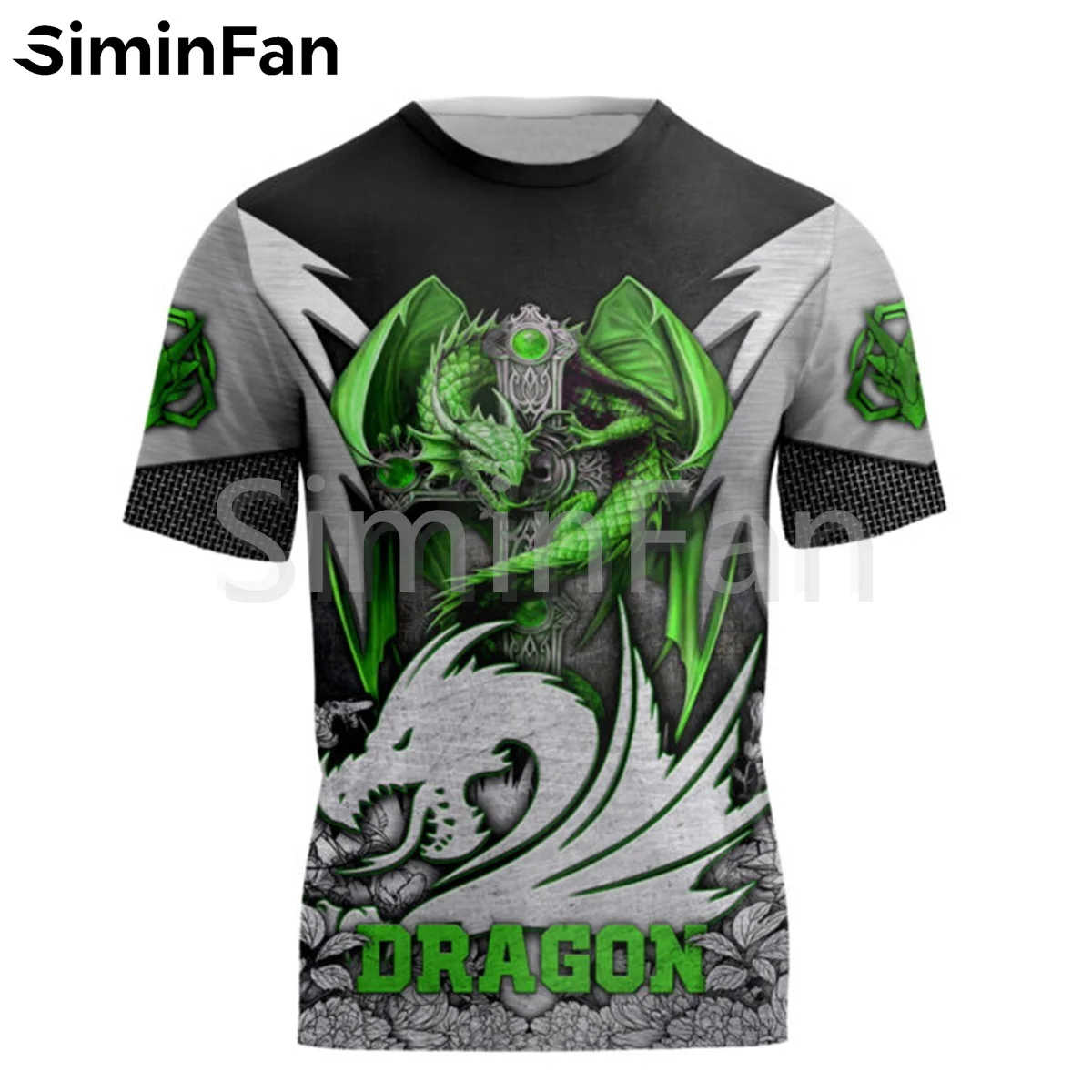 

Футболка мужская повседневная с 3D-принтом зелёного дракона, рубашка в стиле Харадзюку, спортивная одежда в стиле хип-хоп, женская одежда