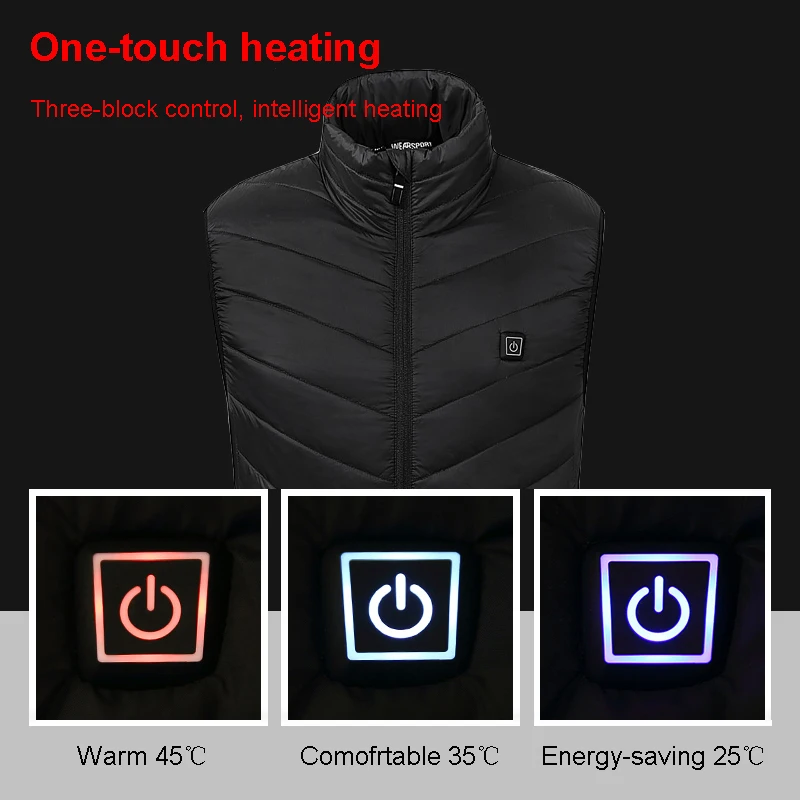 Унисекс куртки с подогревом без рукавов Мужская зимняя теплая куртка Флисовая