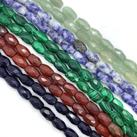 natural stone oval faceted beads agate loose malachite jewelry making bracelet necklace accessories combination gift wholesale
