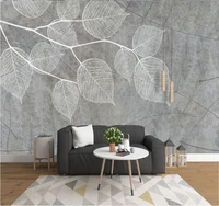xuesu nordic modern fresh and simple leaf vein line sofa tv background wall custom 8d wallpaper