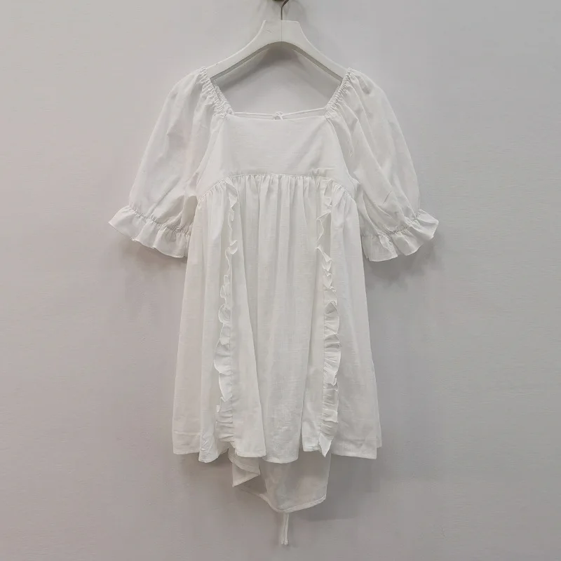 

Женское платье из хлопка, белое повседневное приталенное платье, модель T842 на лето, 2021