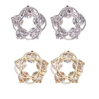 metal rhinestone flower earrings womens creative popular dangle earrings party accessories