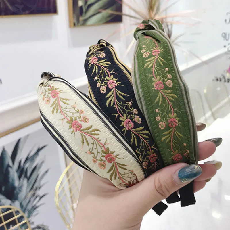 Весенняя Цветочная повязка с вышивкой 2020 шерстяные повязки на голову в стиле