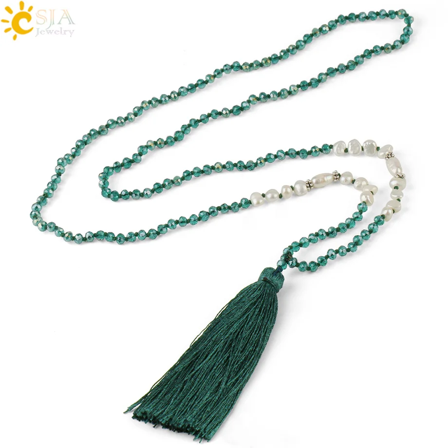 Женское Ожерелье из бисера CSJA стеклянное ожерелье с гранеными бусинами