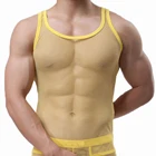 Летние мужские сексуальные прозрачные майки, тонкие сетчатые прозрачные майки без рукавов, мужское модное нижнее белье, дышащий Повседневный жилет