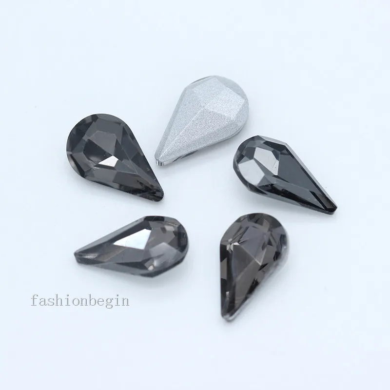 black diamond 30p 5x8 мм каплевидный цвет точка фольгированный назад стеклянный модный Камень Кристалл Стразы капелька дизайн ногтей украшения ювелирных изделий - Цвет: black diamond
