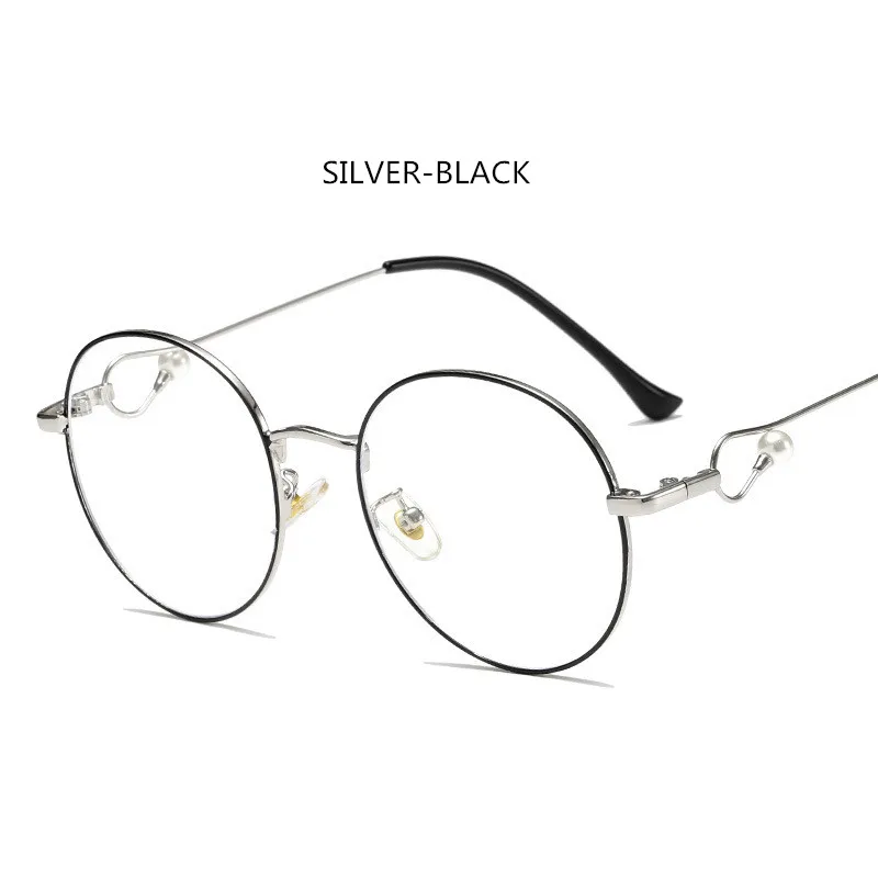 

Graceful Style Anti-Radiation Goggles Plain Glass Spectacles Fashion Women Pearl Frame Glasses Plain Glass Transparent Lens