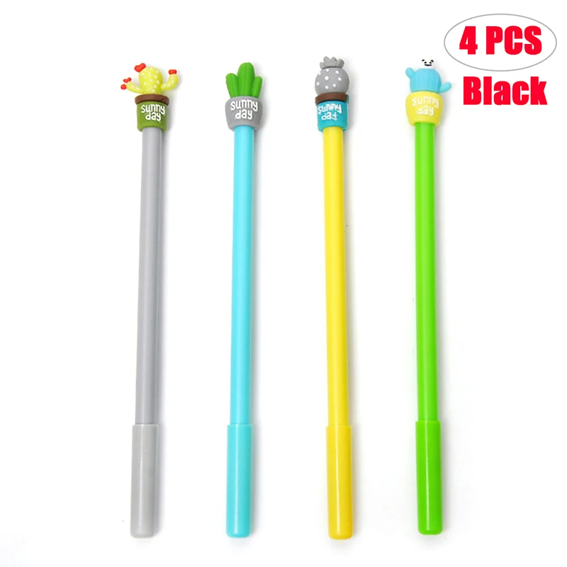 

4PCS Cactus Potted Gel Pen Refill Stationery Gift Black Ink School Office cute gel pens