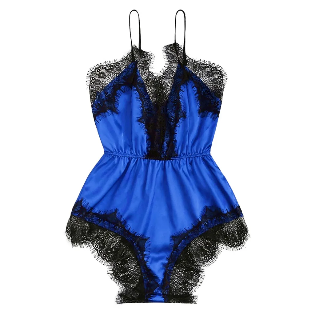 

Female Sexy Bodysuit Pyjamas for Women Sleepwear Lace Satin Silk Lingerie pizama damska Female Underwear pijama para mujer