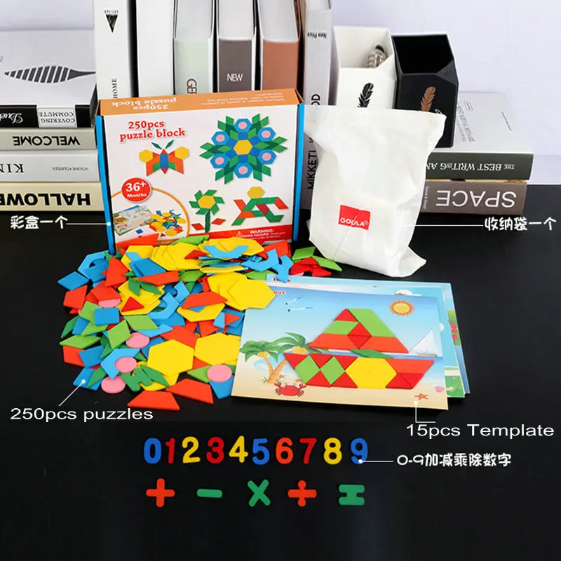 250 шт деревянная креативная доска-коллаж, 15 двухсторонних паззлов, детские деревянные головоломки, Классические обучающие игрушки