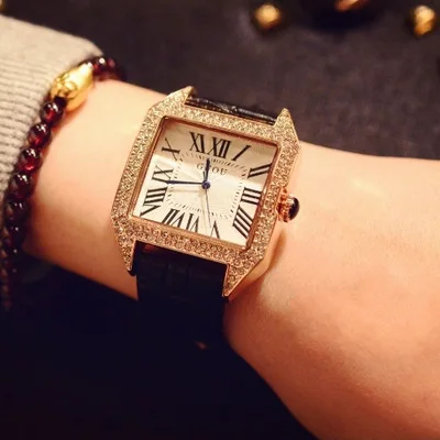 

2020 Genuine Women 's Belt Square Big Brand Rhinestone Retro Student New Trend 's Watch Korean Style