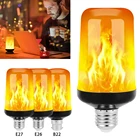 Светодиодный ная лампа с эффектом пламени, декоративная лампа с динамическим пламенем, E26 E27 B22, гравитационная Индукционная лампа с эффектом пламени, ночсветильник