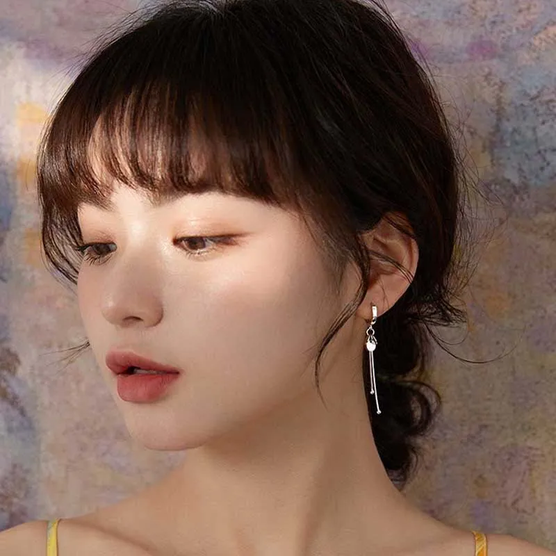 

XiaoboACC Hoops Earring for Women S925 Silver Earrings Long Tassel Hanging Earrings 2021 Trend Jewelry