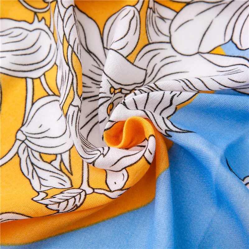 

Lady Seaside silk Scarf Print Tassels blanket scarf Autumn and winter Ethnic style Fashion Women's Cotton and linen beach Shawl