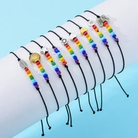 2021 latest fashion love rice beads black rope woven jewelry shell butterfly demon eye palm star adjustable bracelet