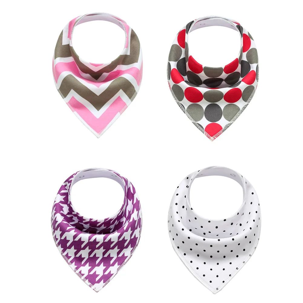 

4pcs Easy Clean Eating Cotton Blend Newborn Triangle Waterproof Soft Baby Bibs Portable Absorbent Feeding Dribble Infant