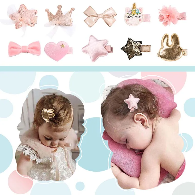 

Oaoleer New Shiny Crown Heart Star Hair Clips New Year's Children Gift for DIY Headwear Hair Clips Bow Decor Accessory