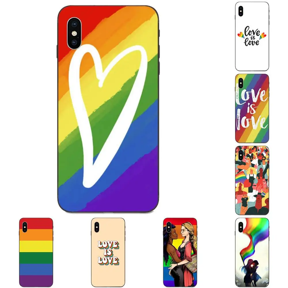 Чехол из мягкого ТПУ с радужной надписью Love Is для геев и лесбиянок Apple iPhone 11 X XS Max XR