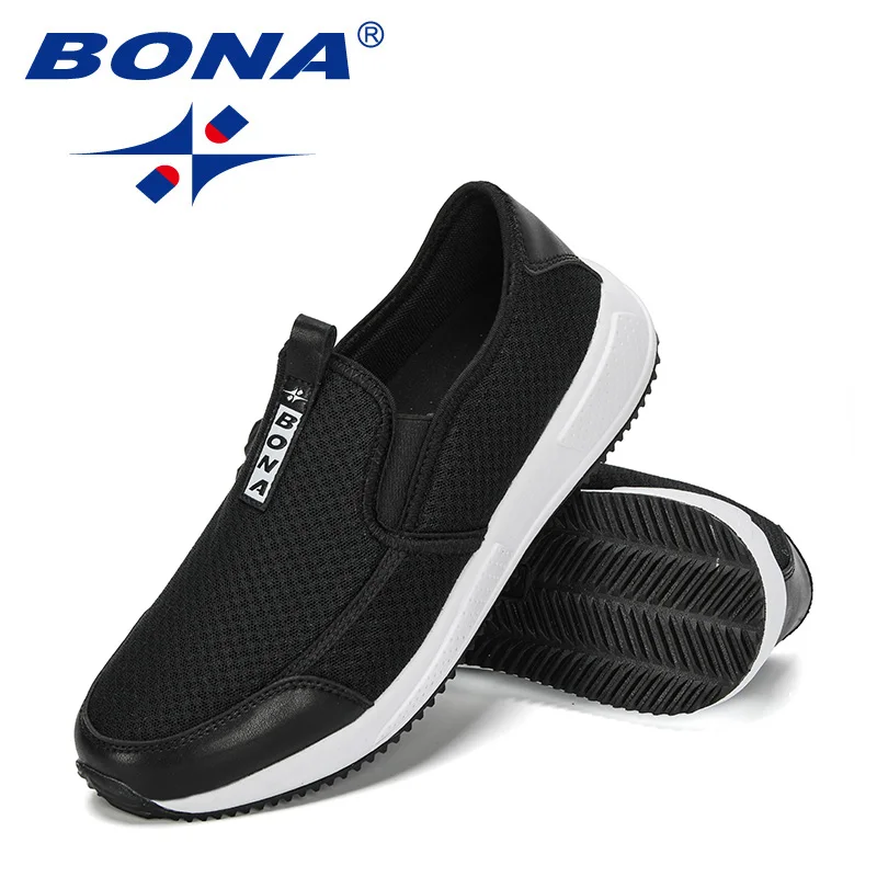 BONA 2020 New Designers Air Mesh Men Casual Shoes Slip On Leisure Man Outdoor Sneakers Tenis Masculino Adulto Comfortable | Обувь
