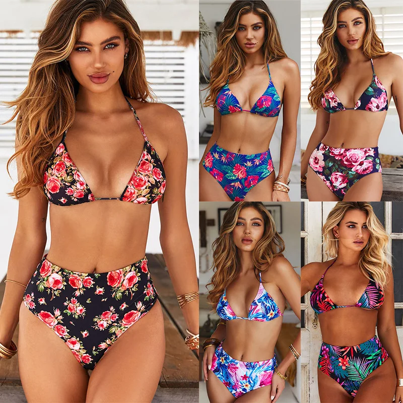 

2021 new sexy high waist split ladies swimsuit female bikini set 2-piece female