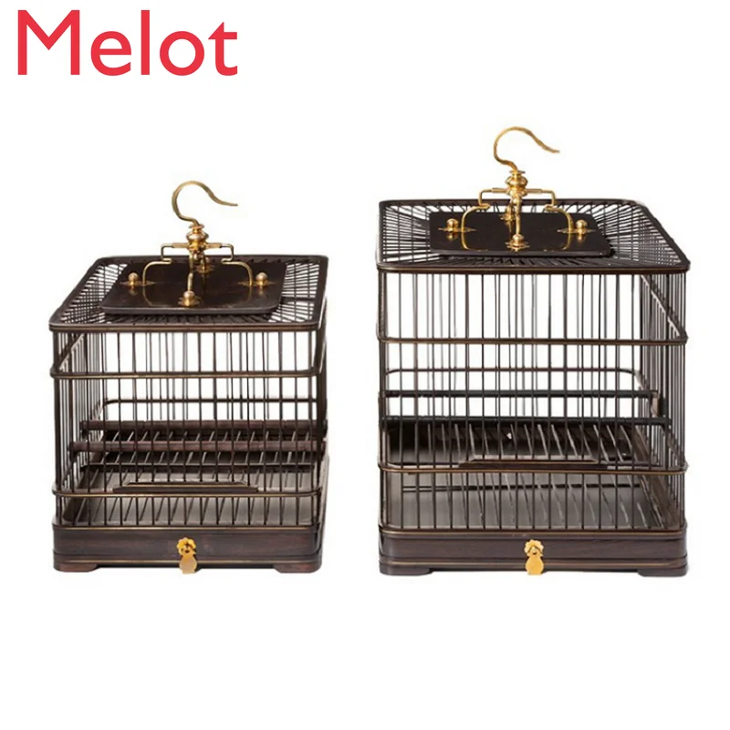 

New Chinese Style Living Room Square Metal Ebony Birdcage-Shaped Ornaments Home TV Cabinet Showcase Soft Decoration